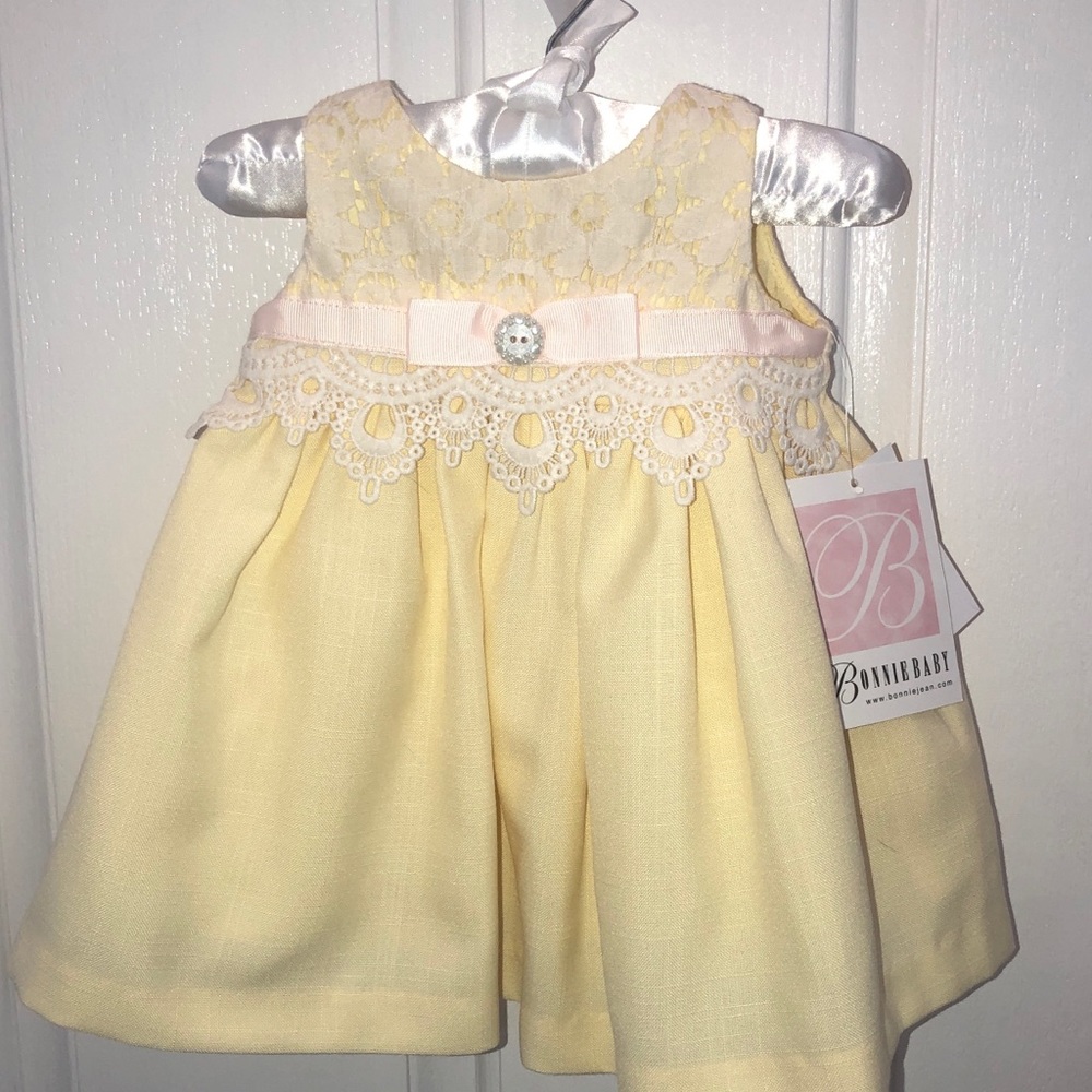 BONNIE BABY DRESS IN BUTTER CREAM YELLOW O-3 M